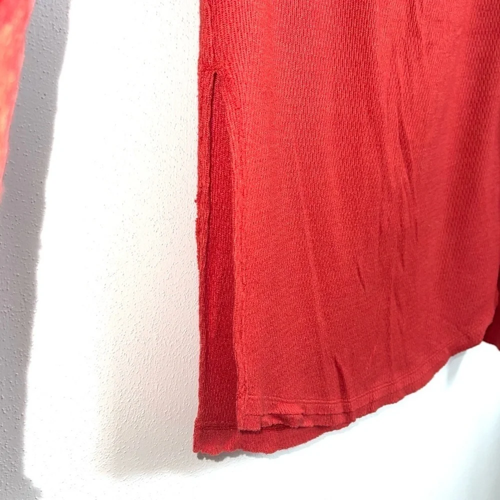 Free People We The Free Waffle Knit Tunic Top Solid Red Oversized Xsmall Women’s
